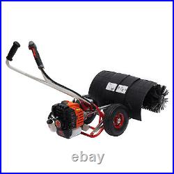 2-stroke 52cc Gas Power Hand Held Sweeper Broom Driveway Turf Grass Snow Clean