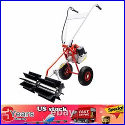 43CC 1.7HP Gas Power Sweeper Walk Behind Broom Driveway Grass Snow Cleaning