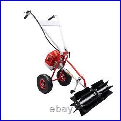43cc Gas Power Handheld Sweeper Broom Driveway Turf Artificial Grass Snow Clean