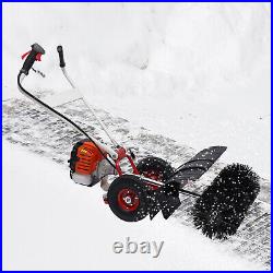 52cc Gas Power Broom Sweeper 2 Stroke Walk Behind Hand-pushed Snow Plow Cleaner