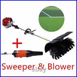 52cc Gas Power Hand Held Sweeper Broom Driveway Artificial Grass Clean + Blower