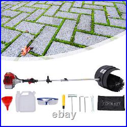 52cc Gas Power Hand Held Sweeper Broom Driveway Turf Grass Snow Cleaning 2.3HP