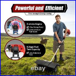 52cc Gas Power Hand Held Walk Behind Tractor Sweeper Broom Driveway Cleaning
