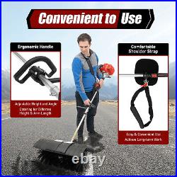 52cc Gas Power Sweeper Hand Held Broom Dirt Cleaning Driveway Turf Grass 1.7kW