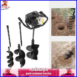 72CC 4HP Fence Post Hole Digger Gas Power Earth Auger Ground +6/10/12 Drill Bits
