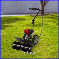 GAS POWER HAND HELD SWEEPER BROOM DRIVEWAY TURF ARTIFICIAL GRASS SNOW CLEAN 43cc