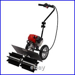 Gas Power 1.7HP 43CC Sweeper Broom Driveway Turf Grass Cleaning Sweeping Machine