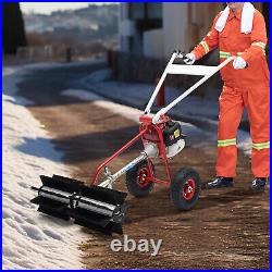 Gas Power Hand Held Sweeper, Artificial Grass Snow Clean Broom Walk-Behind Sweep