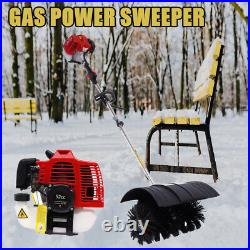 Gas Power Hand Held Walk Behind Tractor Sweeper Broom Driveway Cleaning 52cc USA