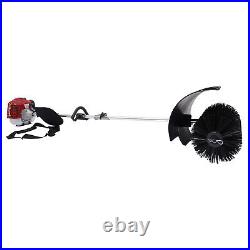 Gas Power Sweeper Hand Held Broom Driveway Turf Artificial Grass Snow Clean 52CC