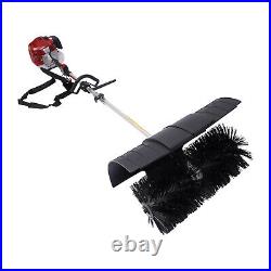 Gas Power Sweeper Hand Held Broom Driveway Turf Artificial Grass Snow Clean 52CC